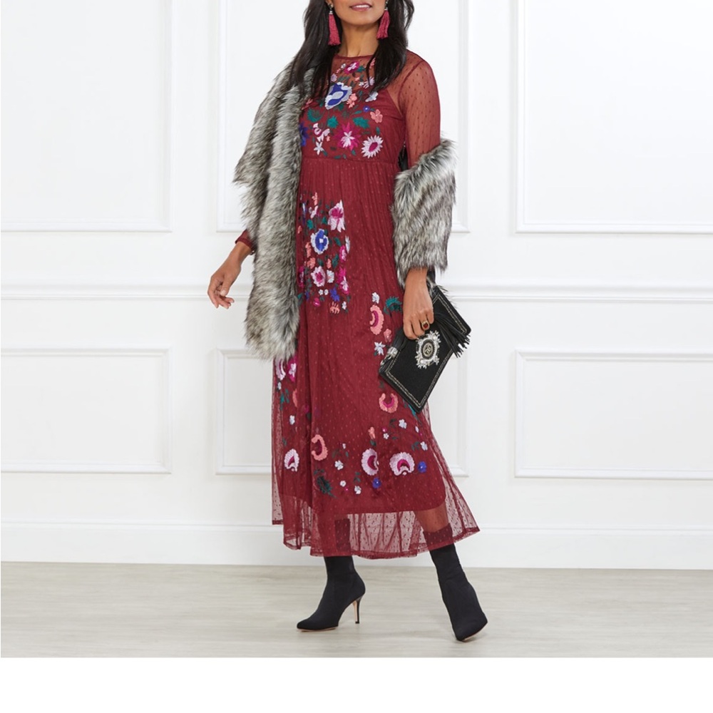Red Long Sleeve Dress with Elegant Design